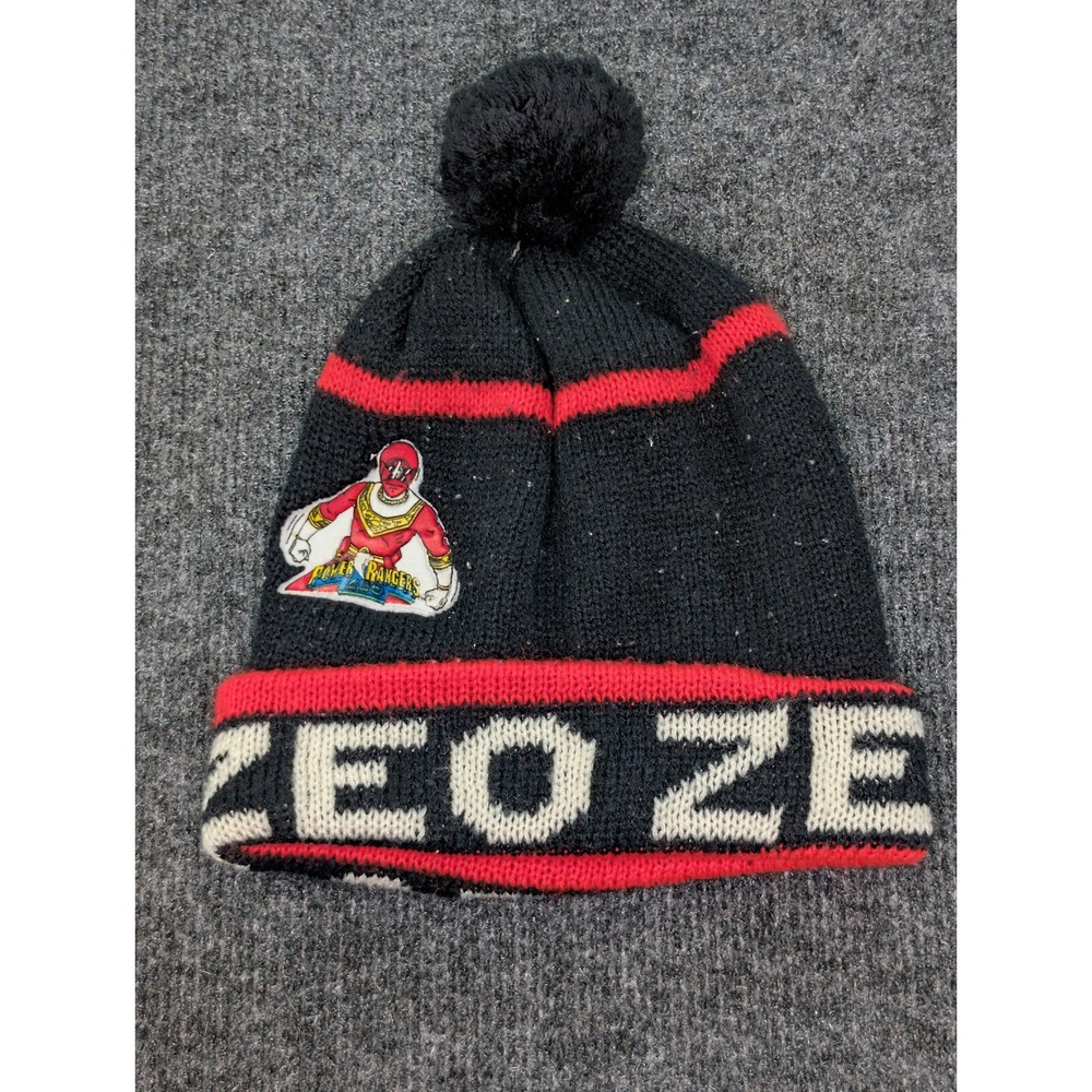 Saban Power Rangers Zeo Beanie Kids OS Black Good 1996 Red Ranger Vintage Hat